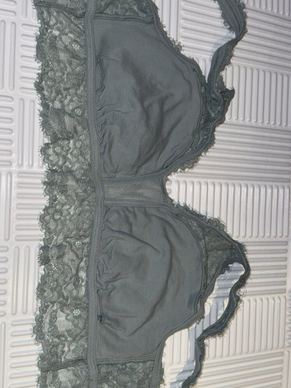 Aerie Eyelash Lace Plunge Longline Bralette Sage M/L DD Racerback - Picture 5 of 6